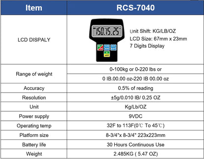 DSZH RCS-7040 Electronic Digital HVAC A/C Refrigerant  Charging  Scale Freon Weight with Case Measuring Tools