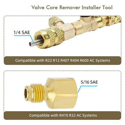 HVAC Service Ratchet Wrench Hex Bit Adapters Brass Valve Core Remover Tools 3/16" To 3/8" 5/16" X 1/4" Multi-use