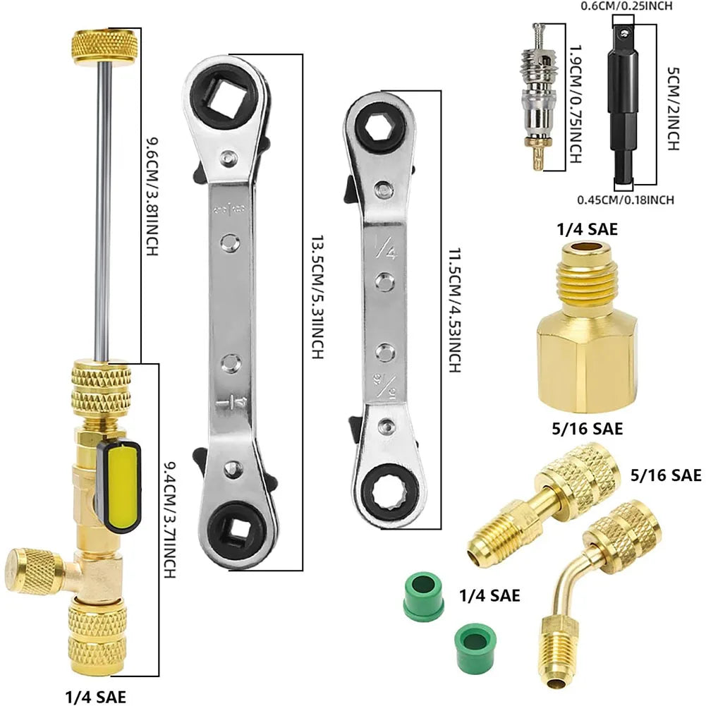 HVAC Service Ratchet Wrench Hex Bit Adapters Brass Valve Core Remover Tools 3/16" To 3/8" 5/16" X 1/4" Multi-use