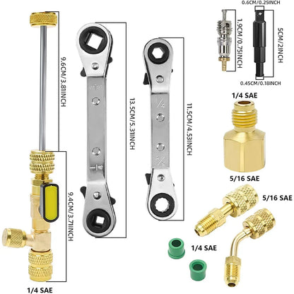 HVAC Service Ratchet Wrench Hex Bit Adapters Brass Valve Core Remover Tools 3/16" To 3/8" 5/16" X 1/4" Multi-use