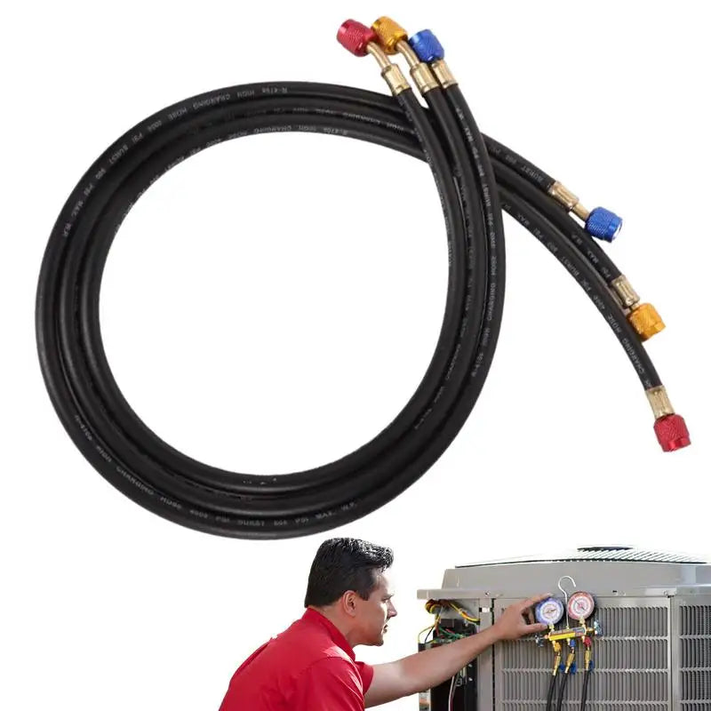 HVAC Charging Hose HVAC Auto Hose Kit For Refrigerant Charging Air Conditioning Maintenance Tool With 45 Degree Angle Service