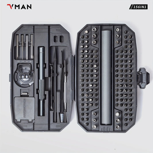 VMAN 156in1 Mini Electric Screwdriver Set Precision Repair Tools Magnetic Phillips Screw Driver Bits for iPhone PC Watch Camera