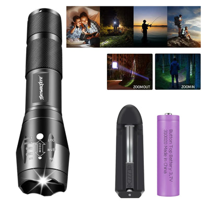 Skywolfeye Super Bright LED Flashlight Waterproof Tactical Torch Zoom Emergency Outdoor with Battery and Charger